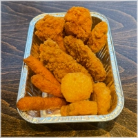 6 chicken hotwings, 6 chicken strips, 12 chicken nuggets