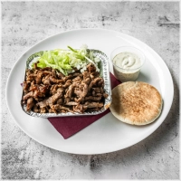 inclusief sla en een pita broodje. 